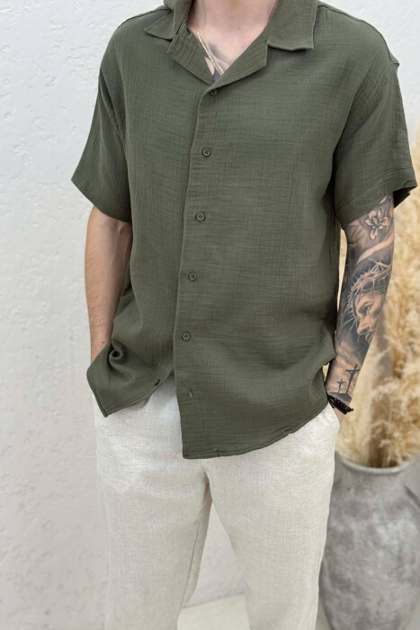 ONE COLOR SHORT SLEEVE MEN SHIRT GREEN/JESHILE - 3