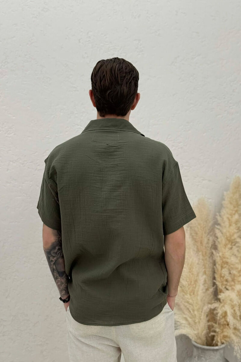 ONE COLOR SHORT SLEEVE MEN SHIRT GREEN/JESHILE - 4