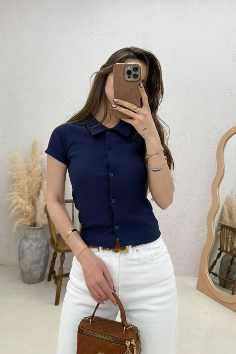 ONE COLOR SHORT SLEEVE WOMAN SHIRT BLUE/BLU 