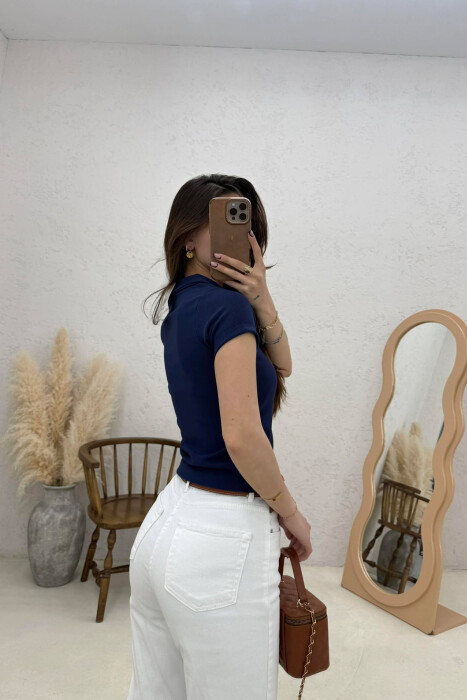 ONE COLOR SHORT SLEEVE WOMAN SHIRT BLUE/BLU - 4