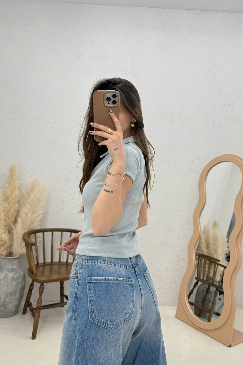 ONE COLOR SHORT SLEEVE WOMAN SHIRT GREY/GRI - 4