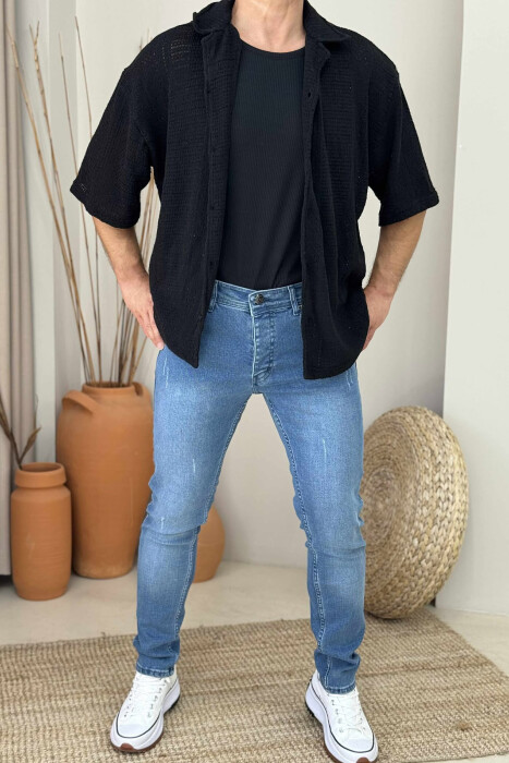 KËMISHË NJË NGJYRËSHE PËR MESHKUJ NË NGJYRËN E ZEZË - 