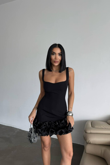 ONE COLOR SHORT WOMAN DRESS BLACK/ E ZEZE - 7