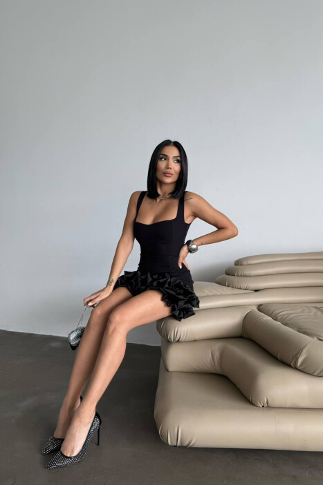 ONE COLOR SHORT WOMAN DRESS BLACK/ E ZEZE - 10