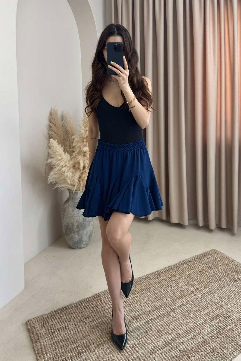 ONE COLOR SHORT WOMEN SKIRT DARK BLUE/BEE - 3