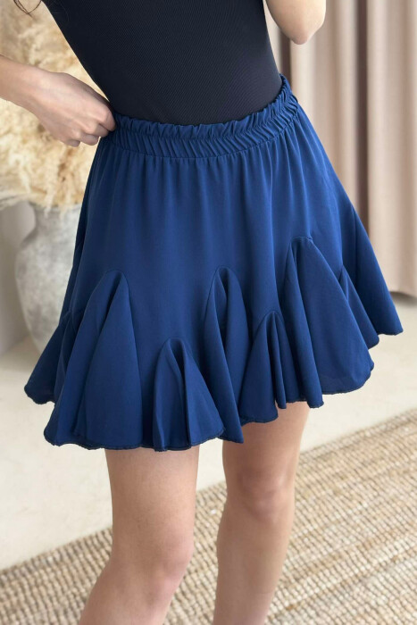 ONE COLOR SHORT WOMEN SKIRT DARK BLUE/BEE - 1