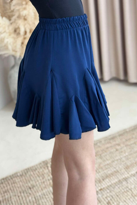 ONE COLOR SHORT WOMEN SKIRT DARK BLUE/BEE - 4