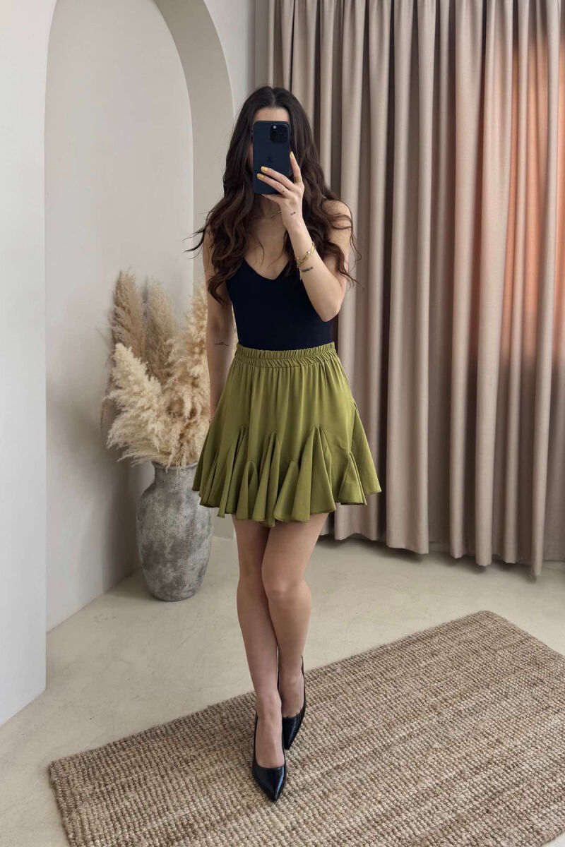 ONE COLOR SHORT WOMEN SKIRT OLIVE/ULLI - 3