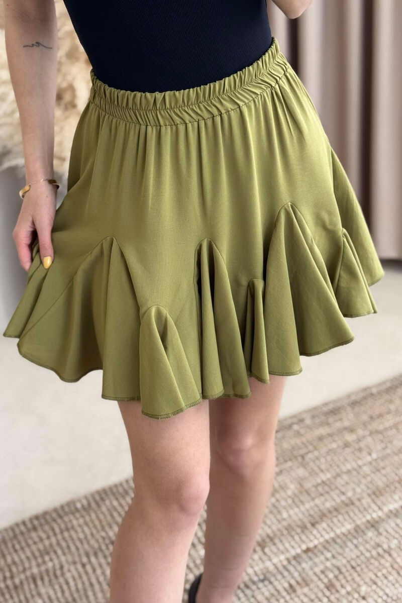 ONE COLOR SHORT WOMEN SKIRT OLIVE/ULLI - 1