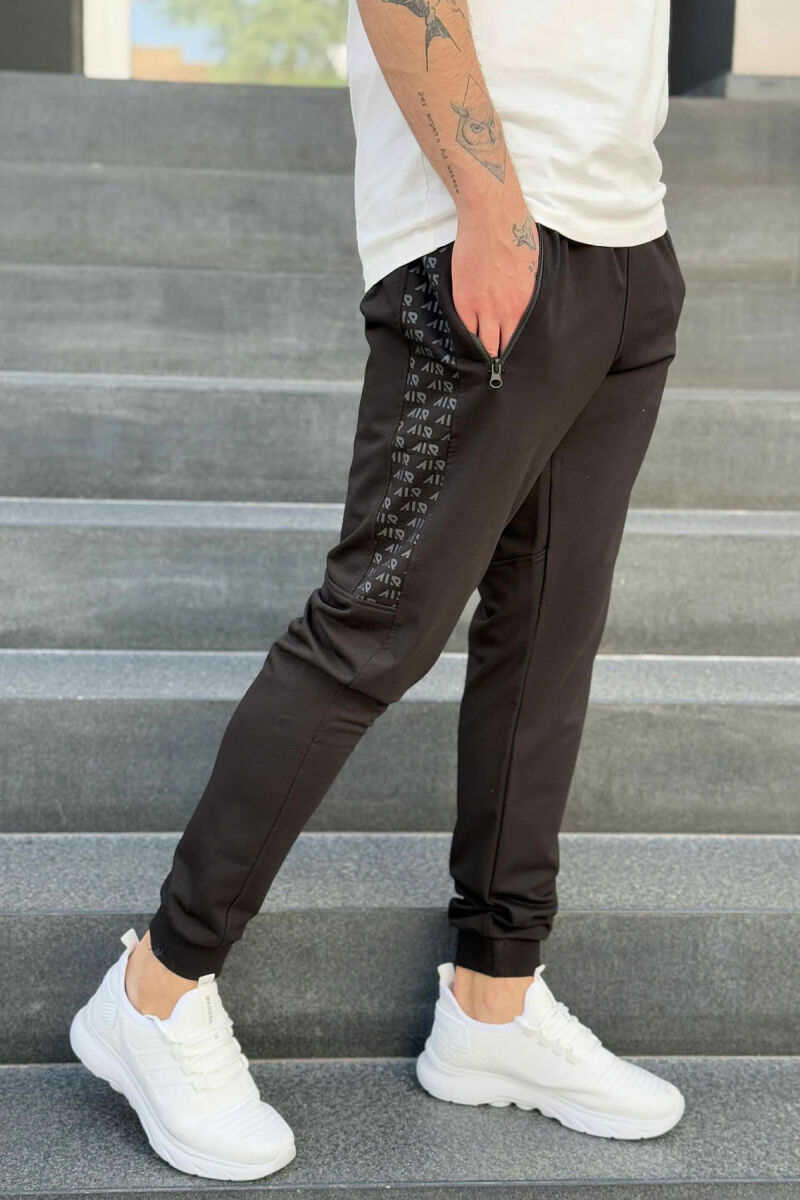 ONE COLOR SIDE WRITTINGS MEN SWEATPANTS BLACK/ E ZEZE - 3