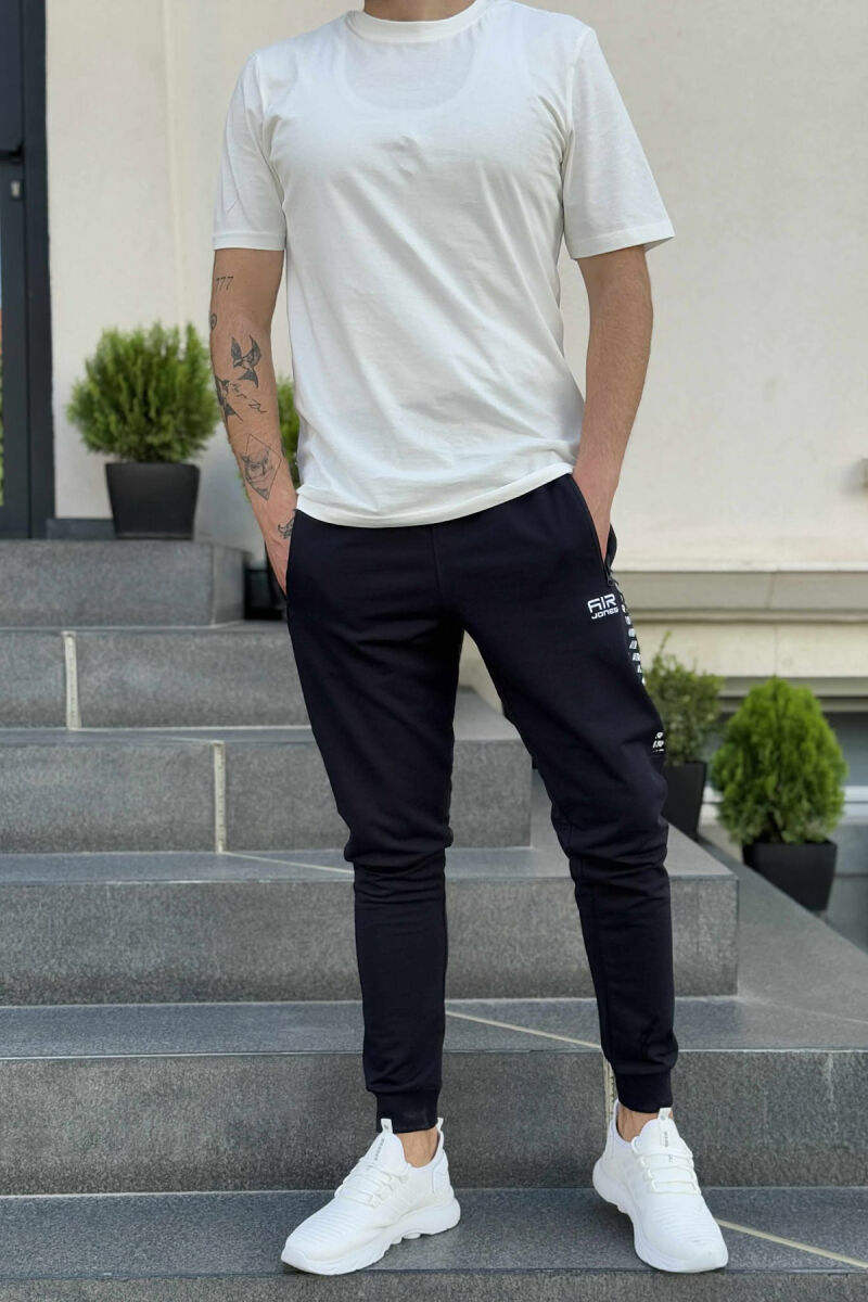 ONE COLOR SIDE WRITTINGS MEN SWEATPANTS DARK BLUE/BEE - 2