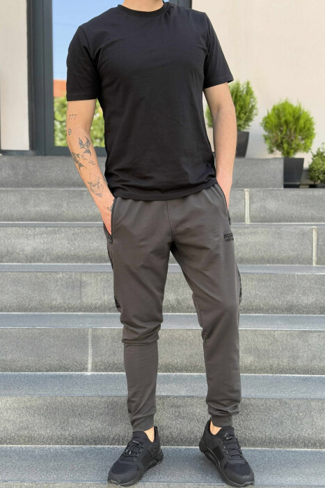 ONE COLOR SIDE WRITTINGS MEN SWEATPANTS DARK GREEN/JEE - 2