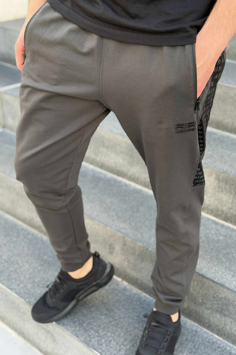 ONE COLOR SIDE WRITTINGS MEN SWEATPANTS DARK GREEN/JEE - 1