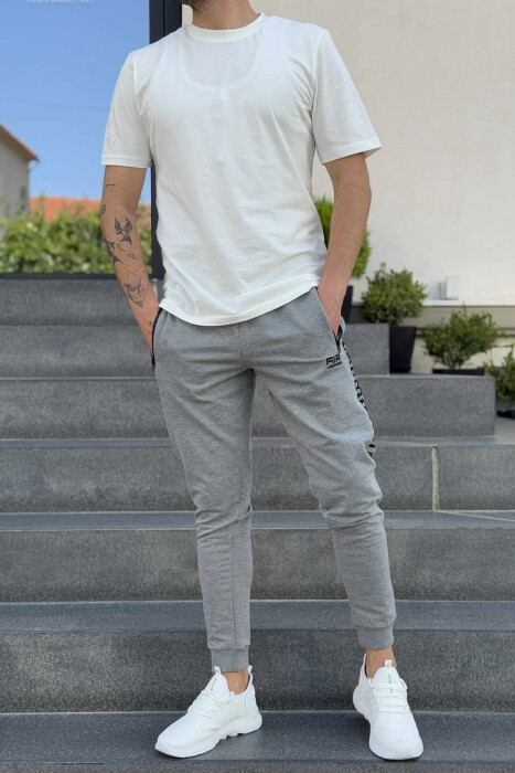ONE COLOR SIDE WRITTINGS MEN SWEATPANTS LIGHT GREY/GZ - 2