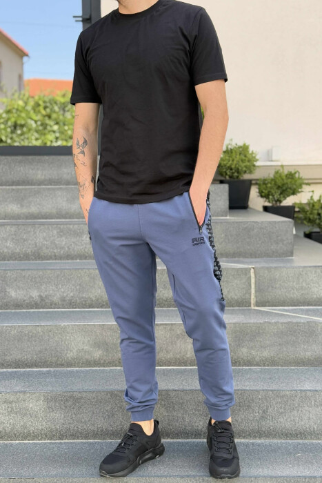 ONE COLOR SIDE WRITTINGS MEN SWEATPANTS LIGHTBLUE/BZ - 2