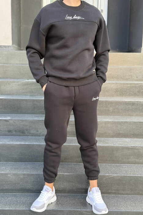 ONE COLOR SIMPLE BLOUSE+JOGGERS MEN SET BLACK/ E ZEZE - 1
