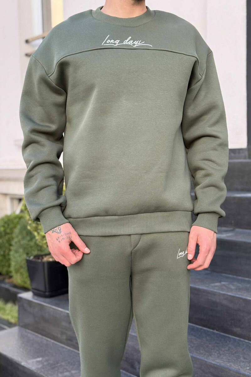 ONE COLOR SIMPLE BLOUSE+JOGGERS MEN SET DARK GREEN/JEE - 2