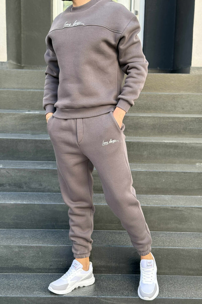 ONE COLOR SIMPLE BLOUSE+JOGGERS MEN SET DARK GREY/GEE - 1