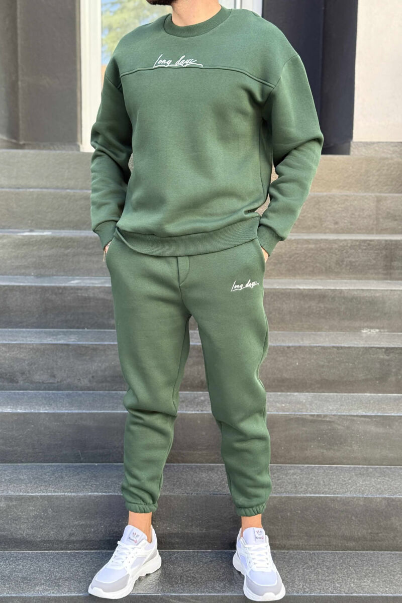ONE COLOR SIMPLE BLOUSE+JOGGERS MEN SET GREEN/JESHILE - 1
