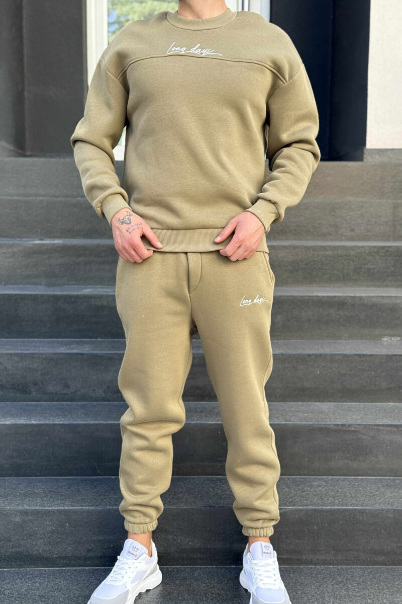 ONE COLOR SIMPLE BLOUSE+JOGGERS MEN SET OLIVE/ULLI - 1
