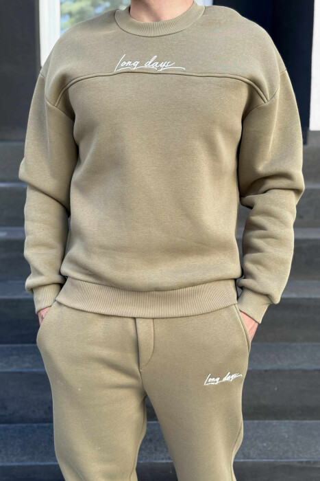 ONE COLOR SIMPLE BLOUSE+JOGGERS MEN SET OLIVE/ULLI - 2