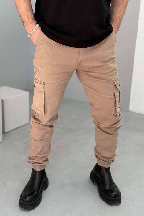ONE COLOR SIMPLE CARGO MEN PANTS BEIGE/BEZHE 