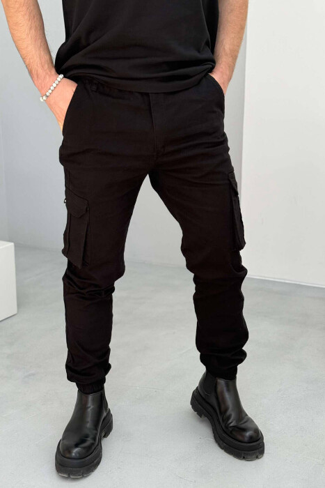 ONE COLOR SIMPLE CARGO MEN PANTS BLACK/ E ZEZE 