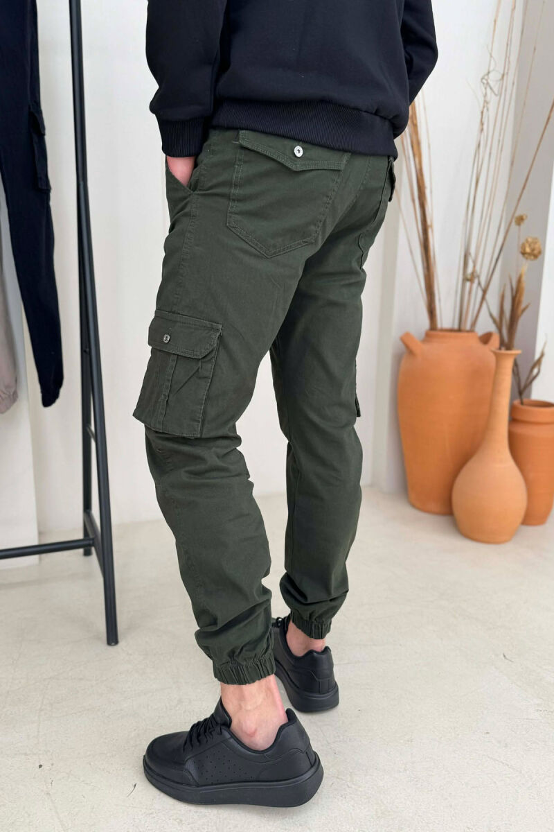 ONE COLOR SIMPLE CARGO MEN PANTS DARK GREEN/JEE - 4