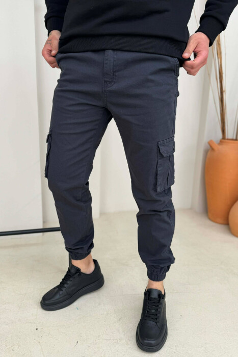 ONE COLOR SIMPLE CARGO MEN PANTS DARK GREY/GEE 