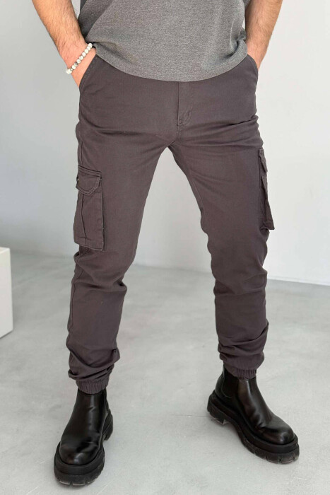 ONE COLOR SIMPLE CARGO MEN PANTS DARK GREY/GEE 