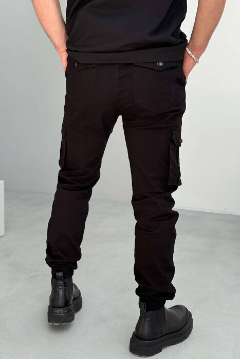 ONE COLOR SIMPLE CARGO MEN PANTS BLACK/ E ZEZE - 2