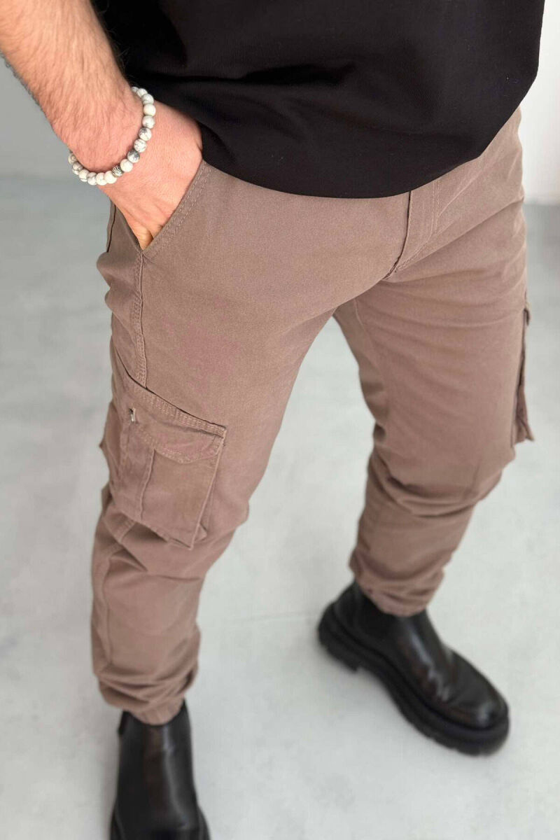 ONE COLOR SIMPLE CARGO MEN PANTS BROWN/KAFE - 2