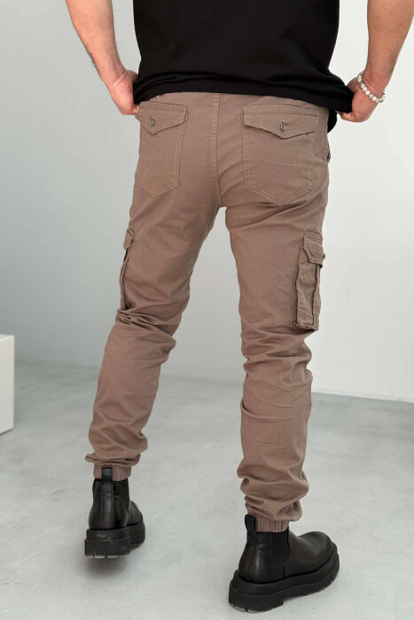 ONE COLOR SIMPLE CARGO MEN PANTS BROWN/KAFE - 3