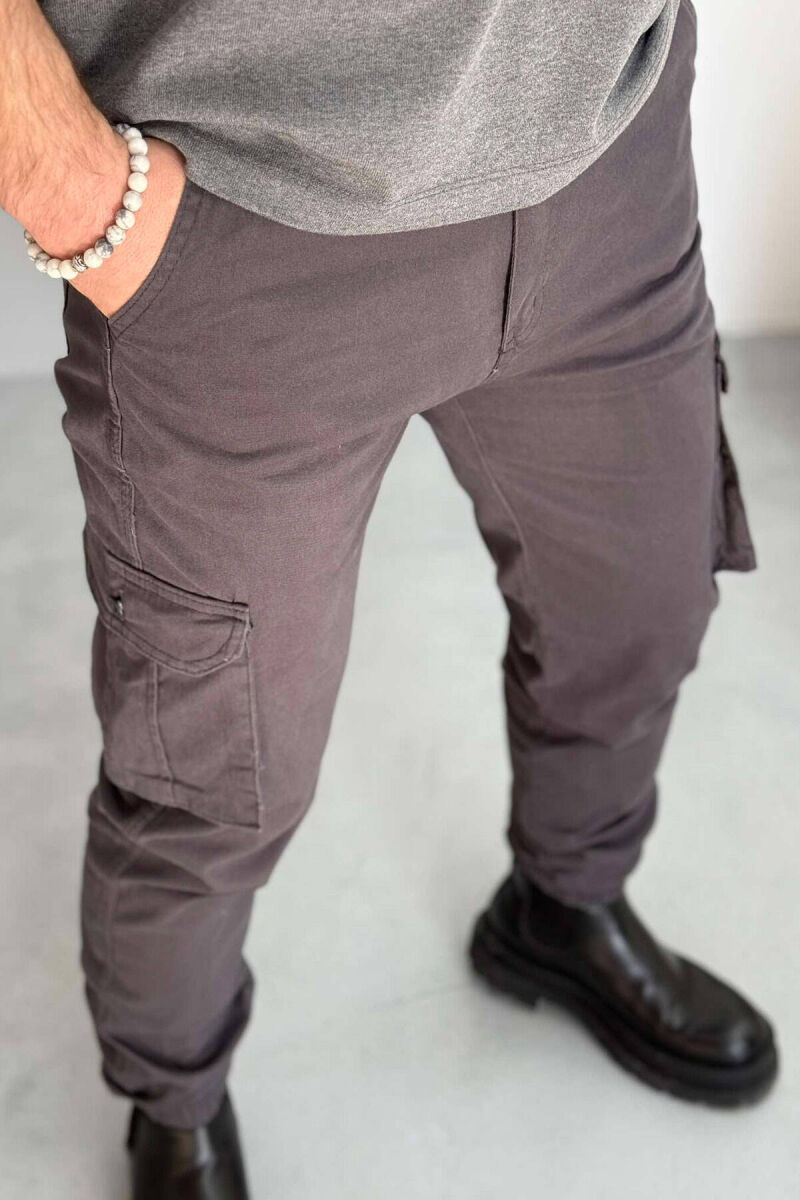 ONE COLOR SIMPLE CARGO MEN PANTS DARK GREY/GEE - 2