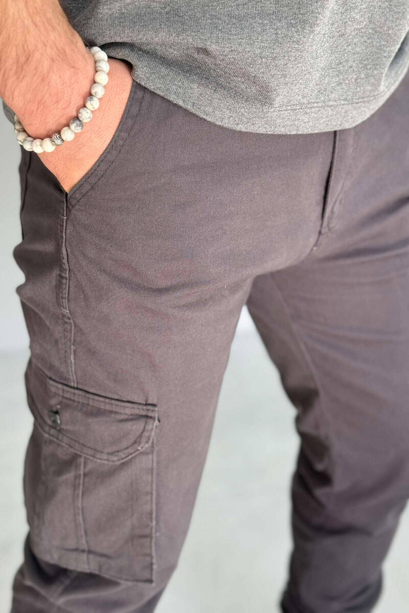 ONE COLOR SIMPLE CARGO MEN PANTS DARK GREY/GEE - 3