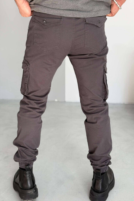 ONE COLOR SIMPLE CARGO MEN PANTS DARK GREY/GEE - 4