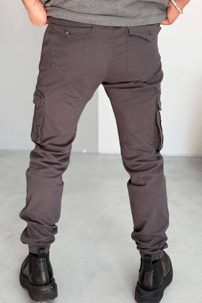 ONE COLOR SIMPLE CARGO MEN PANTS DARK GREY/GEE - 4