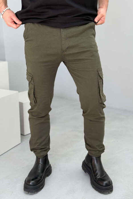 ONE COLOR SIMPLE CARGO MEN PANTS GREEN/JESHILE - 2