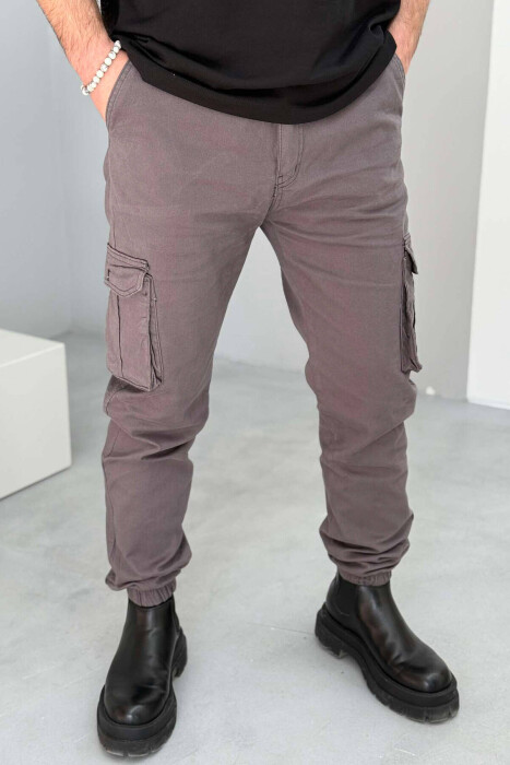 ONE COLOR SIMPLE CARGO MEN PANTS GREY/GRI - 1