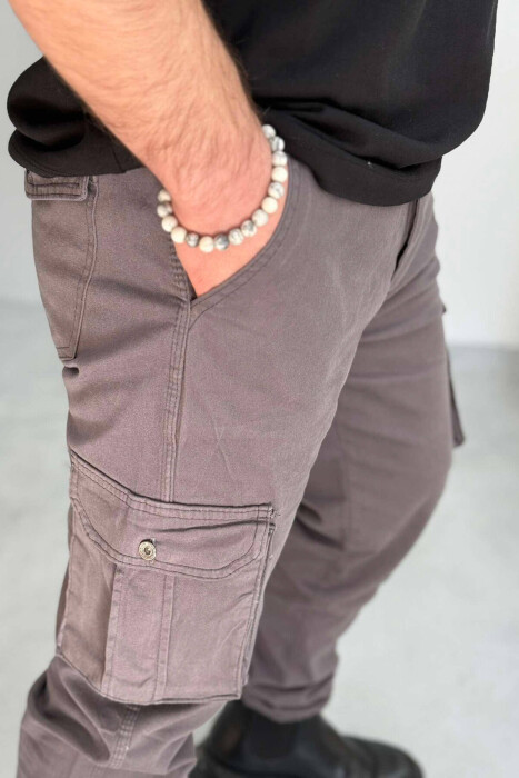 ONE COLOR SIMPLE CARGO MEN PANTS GREY/GRI - 4