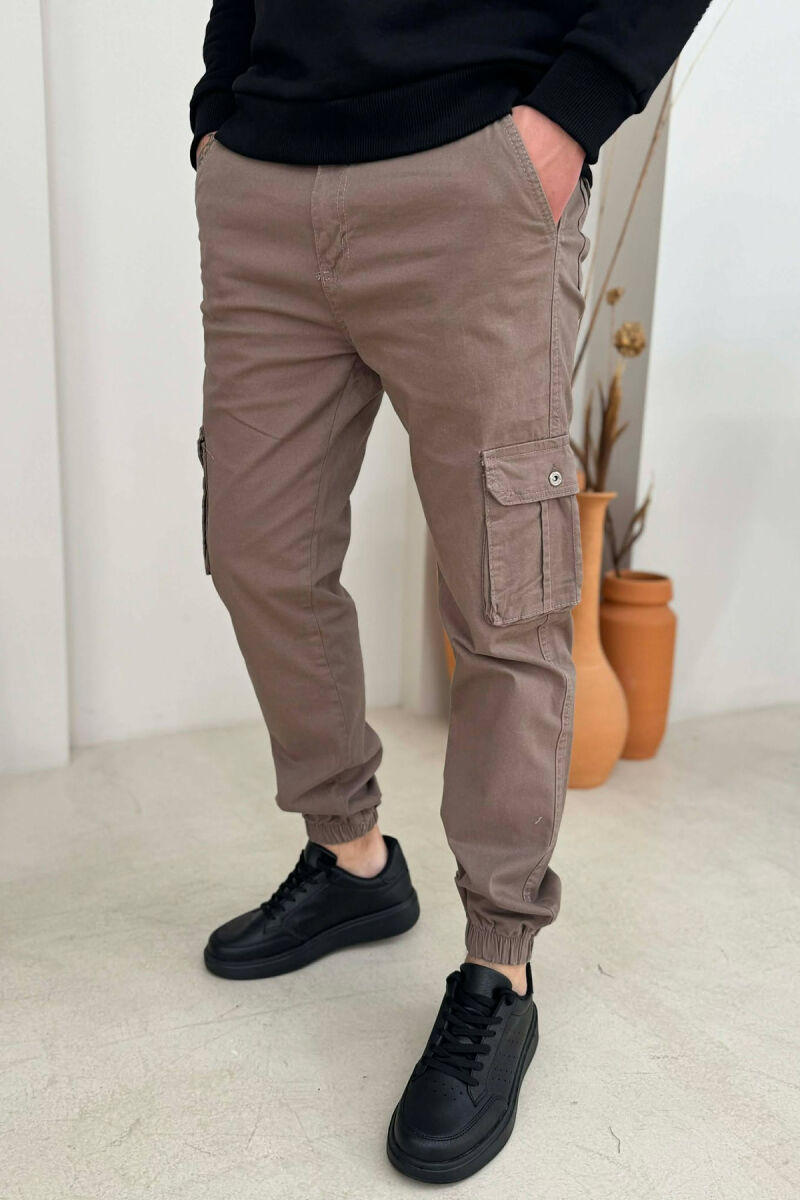 ONE COLOR SIMPLE CARGO MEN PANTS LIGHT BROWN/KAZB - 1