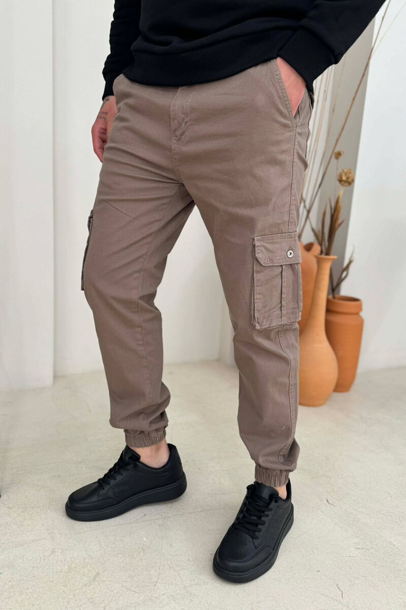 ONE COLOR SIMPLE CARGO MEN PANTS LIGHT BROWN/KAZB - 2