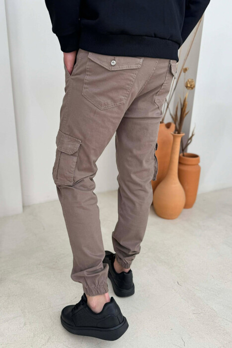 ONE COLOR SIMPLE CARGO MEN PANTS LIGHT BROWN/KAZB - 3