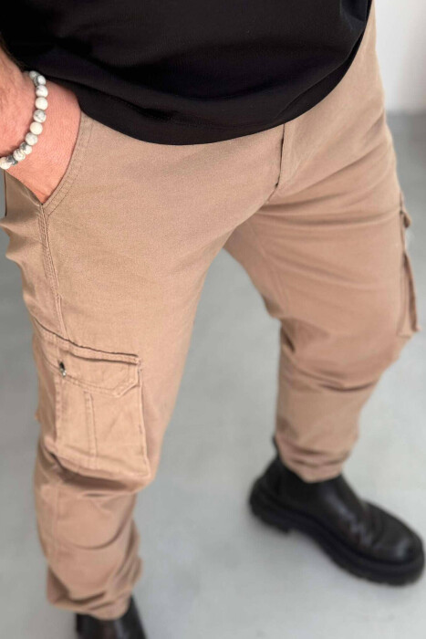 ONE COLOR SIMPLE CARGO MEN PANTS BEIGE/BEZHE - 2