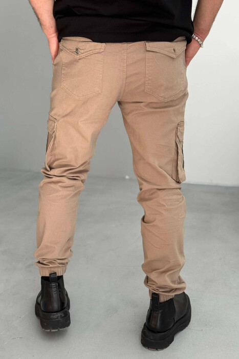 ONE COLOR SIMPLE CARGO MEN PANTS BEIGE/BEZHE - 3