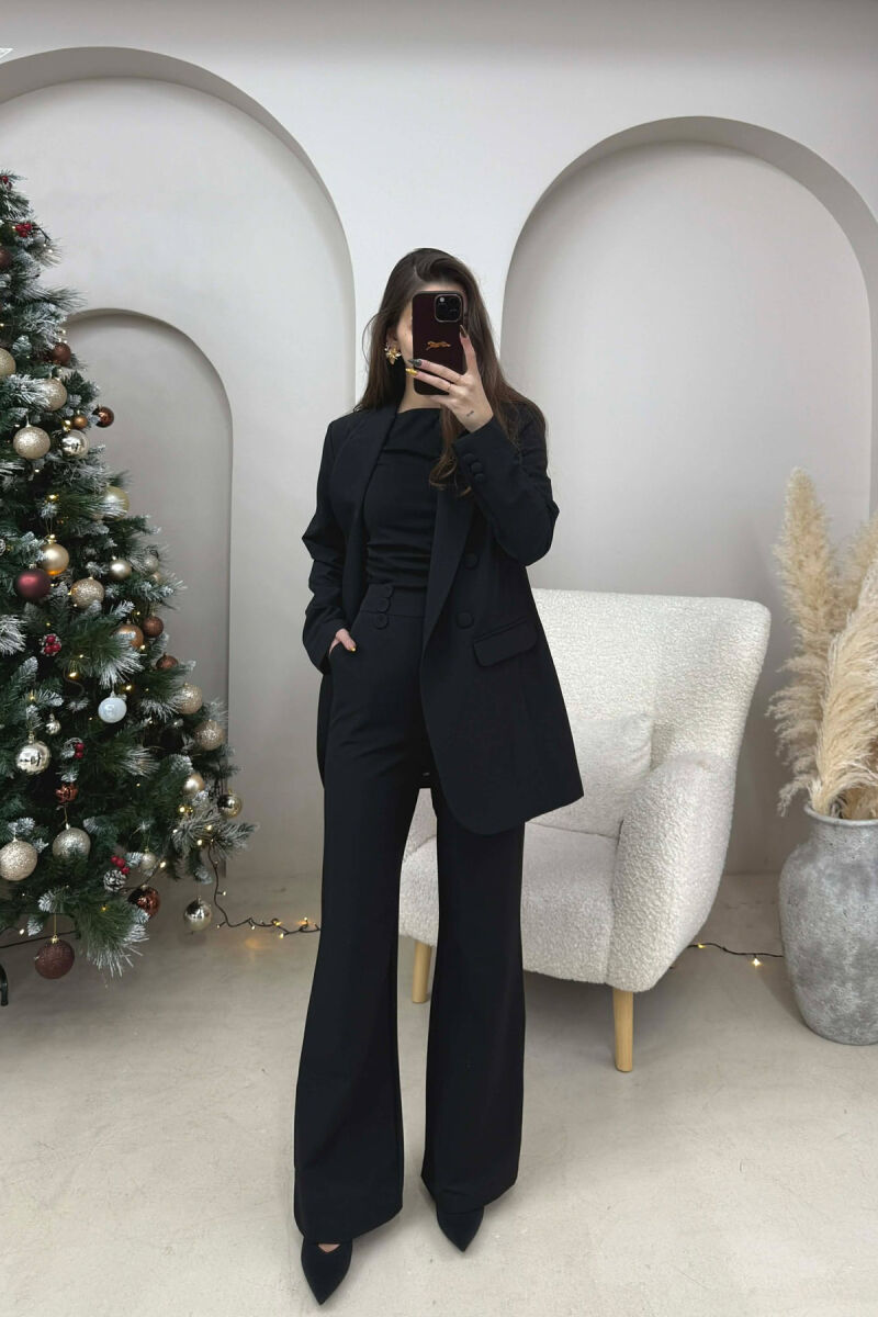ONE COLOR SIMPLE CLASSIC JACKET+ TROUSERS WOMEN SET BLACK/ E ZEZE - 2