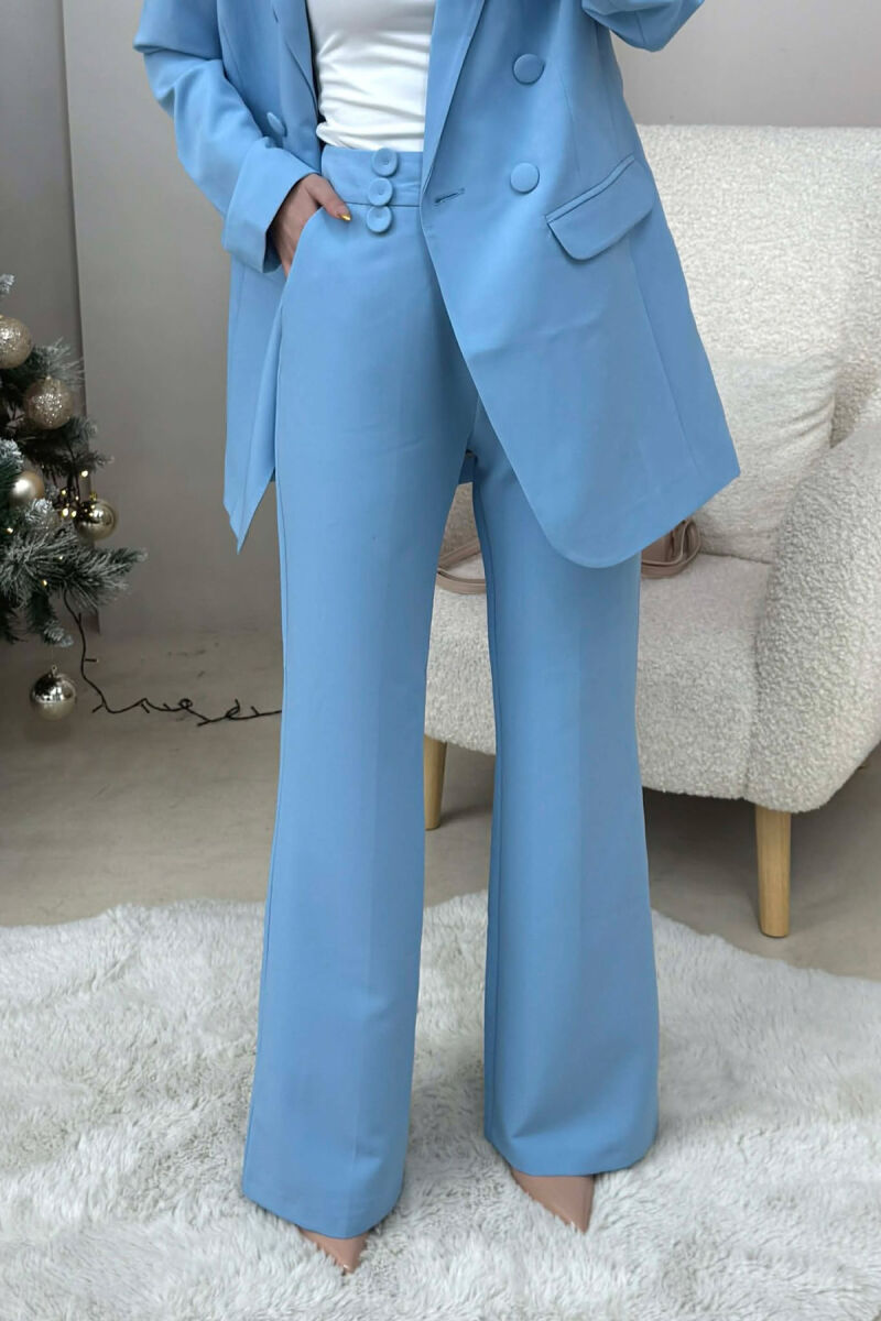 ONE COLOR SIMPLE CLASSIC JACKET+ TROUSERS WOMEN SET LIGHTBLUE/BZ - 4