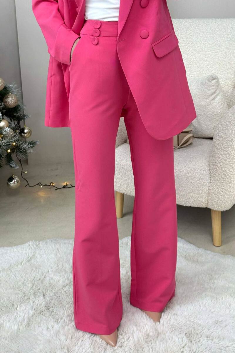 ONE COLOR SIMPLE CLASSIC JACKET+ TROUSERS WOMEN SET PINK/ROZE - 4