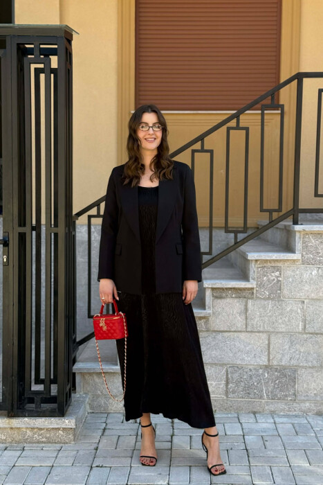 ONE COLOR SIMPLE CLASSIC WOMAN JACKET BLACK/ E ZEZE 