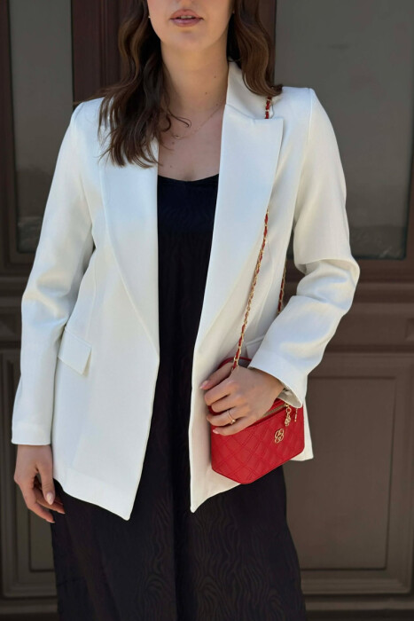 ONE COLOR SIMPLE CLASSIC WOMAN JACKET WHITE-E BARDHE - 5